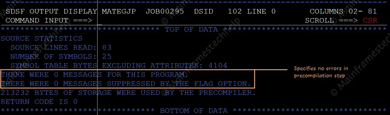 Precompile JOB Precompile Step Result