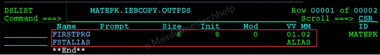 COPY Alias Output