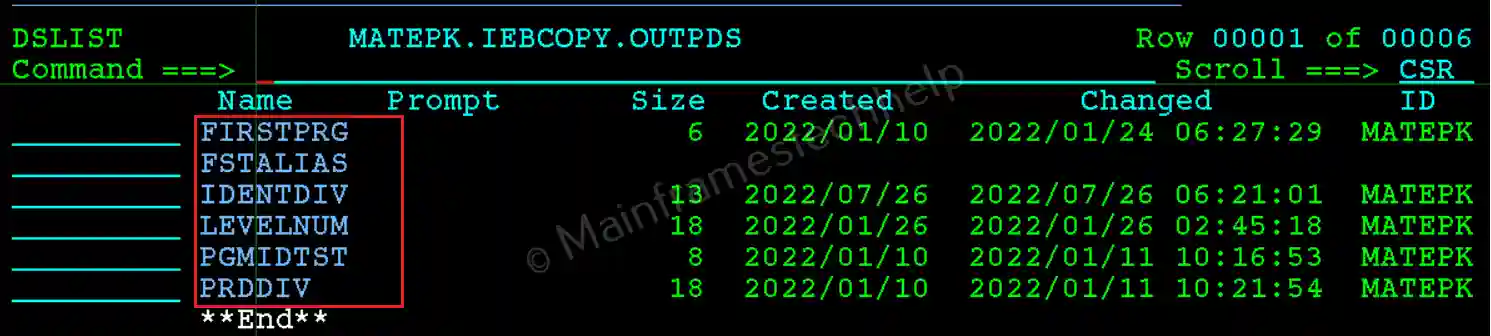 EXCLUDE Output
