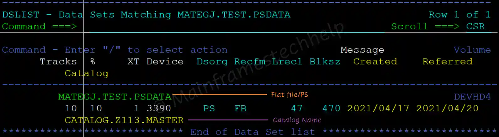 Non-VSAM Datasets Example