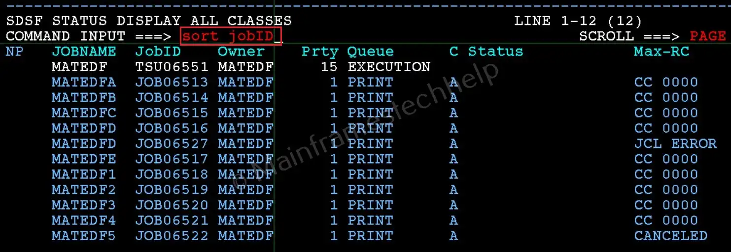 Arranging JOB Columns