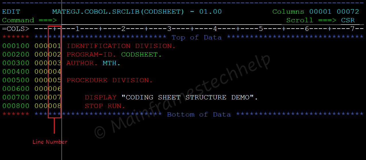 Codingsheet program Code