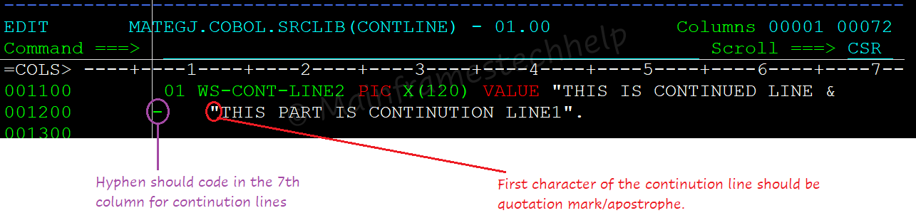 Continuation Line Code
