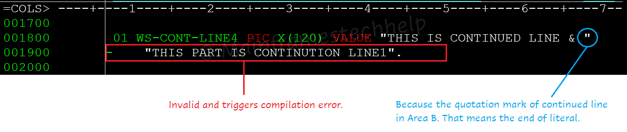 Continuation Line Code