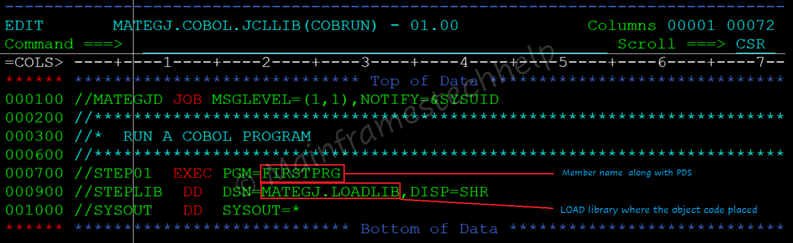 COBOL program RUN JCL