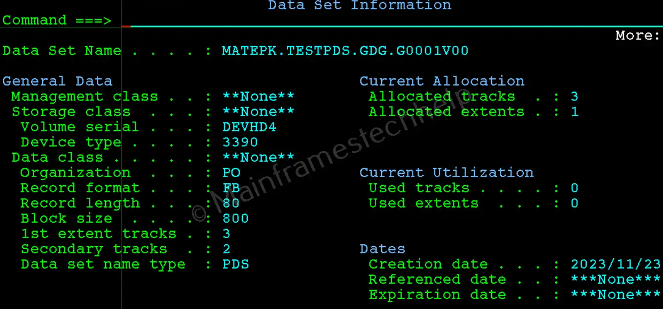 Creating New Generation as PDS OUTPUT