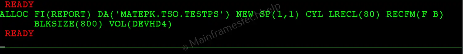 ALLOCATE command