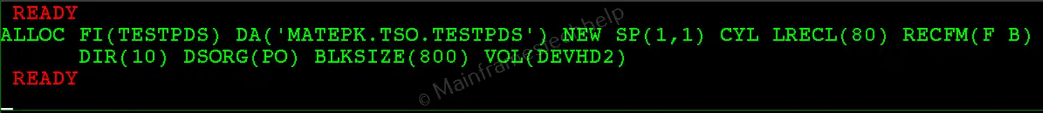 ALLOCATE command