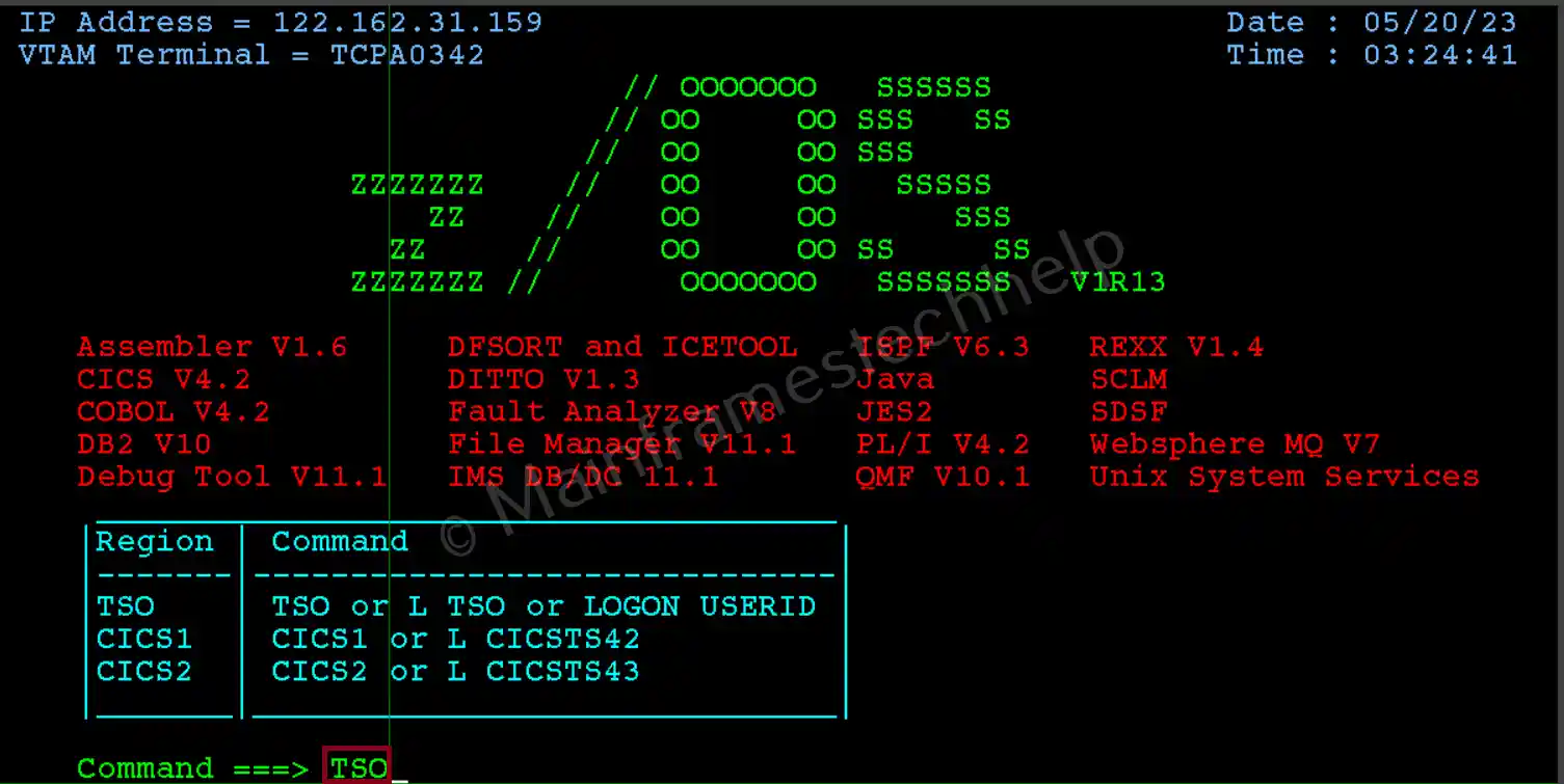 Login to Mainframe