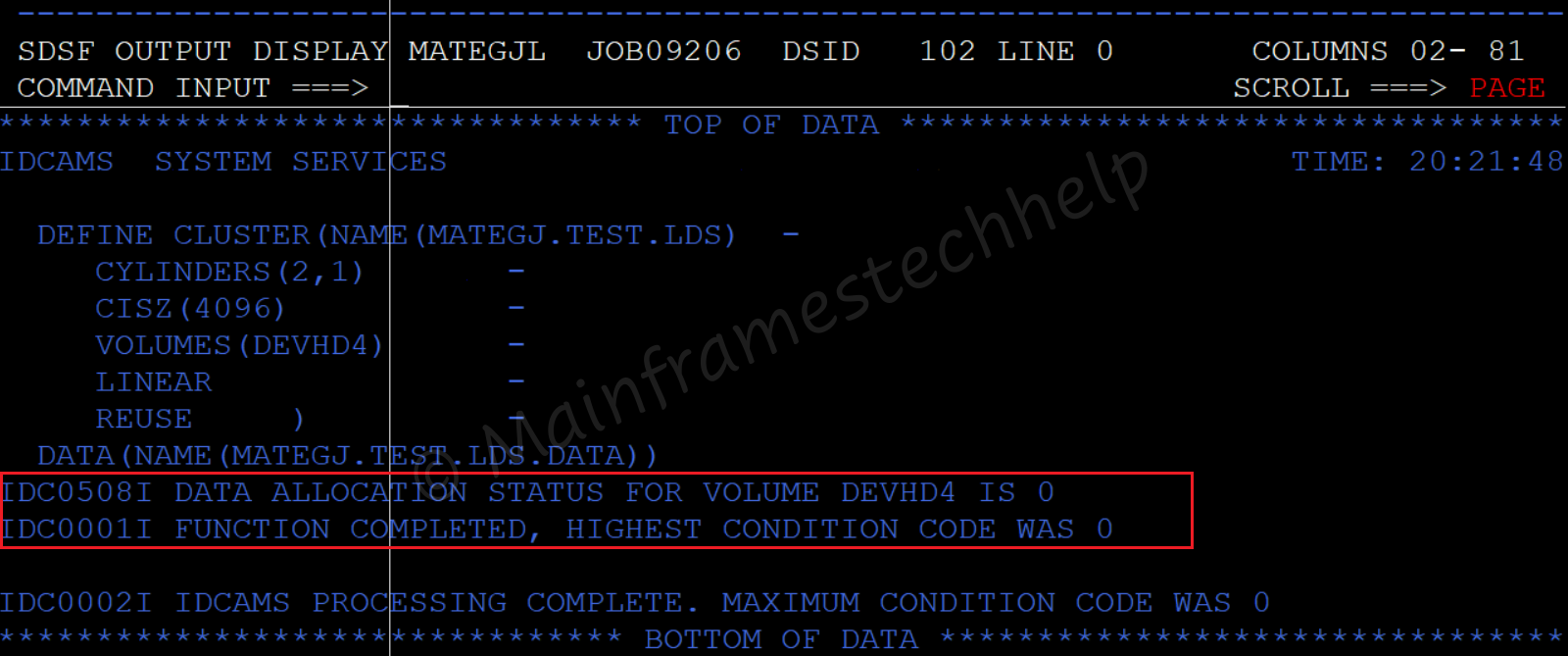 Create LDS Output