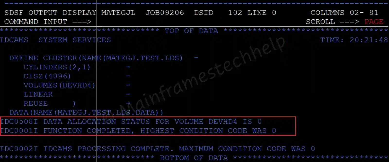 Create LDS Output