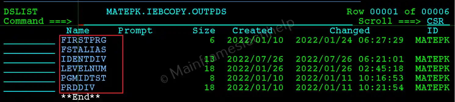 EXCLUDE Output